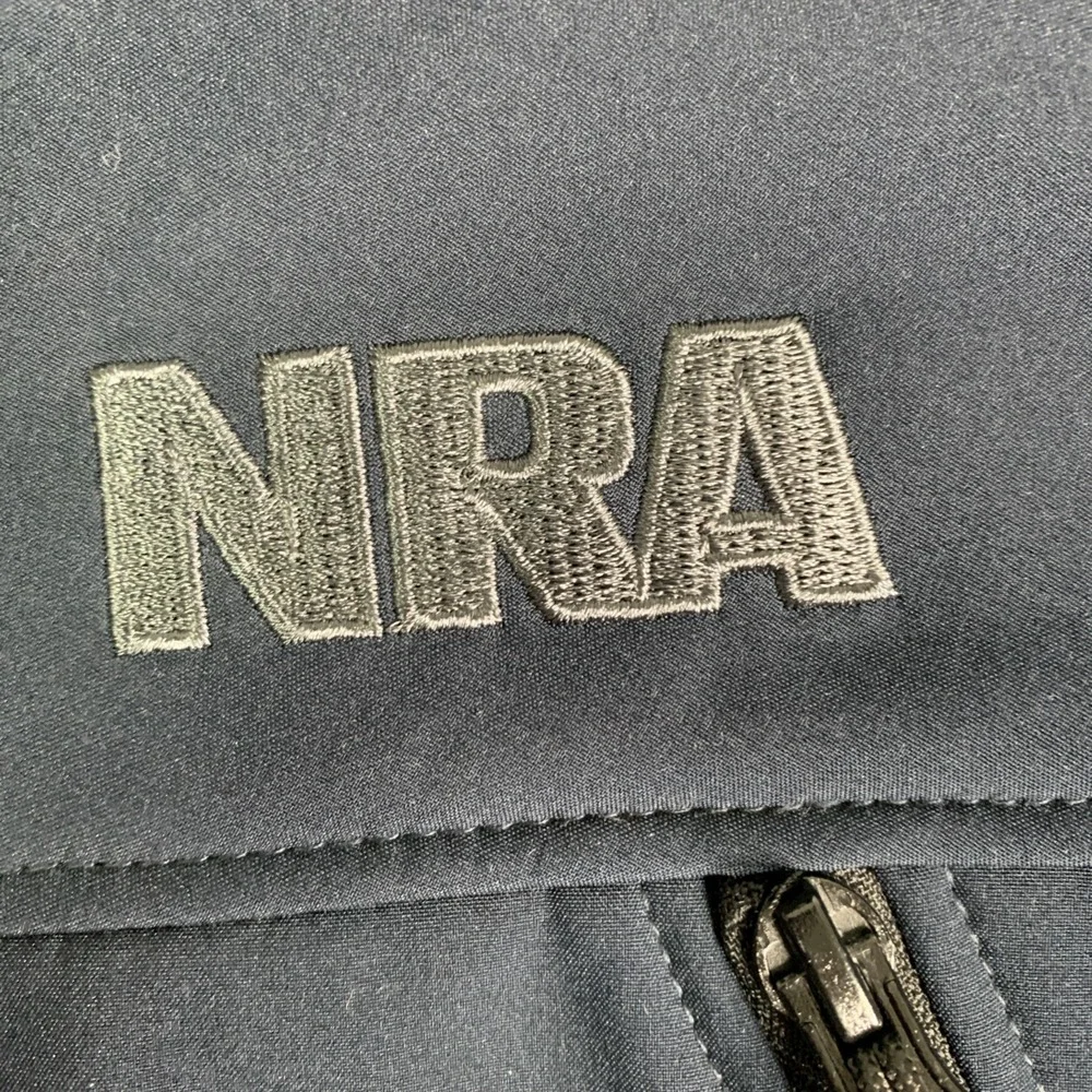 NRA Jacket Medium Insulated Neoprene Like Outer Full Zip Fleece Lined